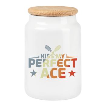 Funny tennis joke - Cookie Jar with Wooden Lid - white - Front