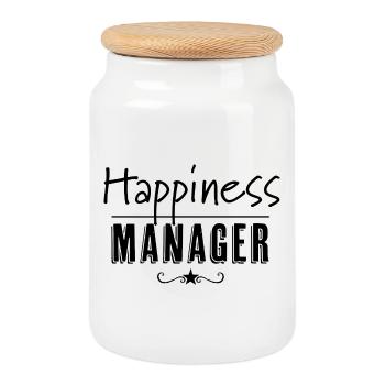 Happiness Manager - Keksdose mit Holzdeckel - Weiß - Vorne
