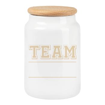 Équipe - Boîte à biscuits avec couvercle en bois - blanc - Devant