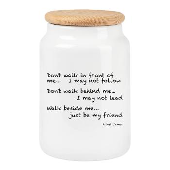 Albert Camus : Ne marchez pas devant moi... Je peux - Boîte à biscuits avec couvercle en bois - blanc - Devant