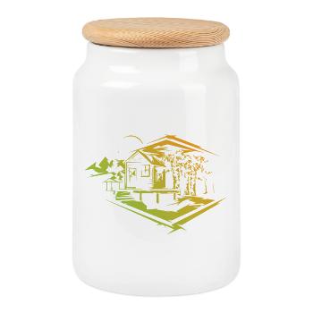 Natur Farben Symbol Logo icon Haus Design Park - Keksdose mit Holzdeckel - Weiß - Vorne