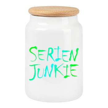 NERDY forever - Serienjunkie - Keksdose mit Holzdeckel - Weiß - Vorne