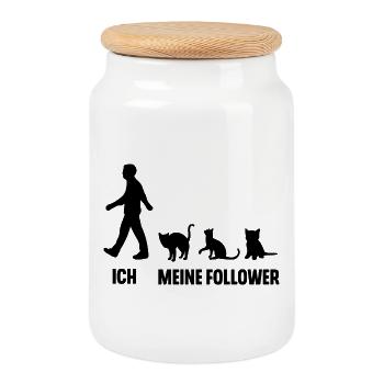 Ich Und Meine Follower Katze Katzen - Keksdose mit Holzdeckel - Weiß - Vorne