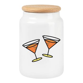 Cocktails zum feiern - Keksdose mit Holzdeckel - Weiß - Vorne