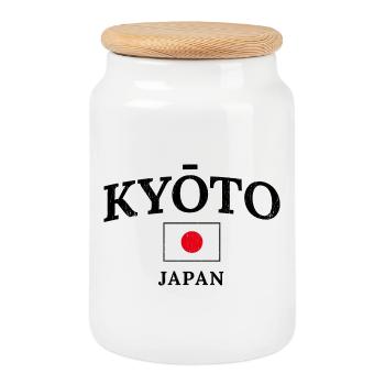 Kyoto Japan Flag Motif - Keksdose mit Holzdeckel - Weiß - Vorne