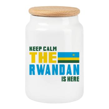 Keep calm Rwanda flag design - Cookie Jar with Wooden Lid - white - Front