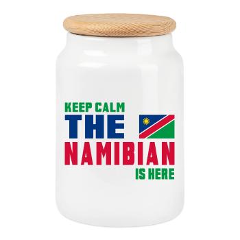 Design du drapeau de la Namibie Keep - Boîte à biscuits avec couvercle en bois - blanc - Devant
