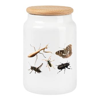 Insects - Cookie Jar with Wooden Lid - white - Front