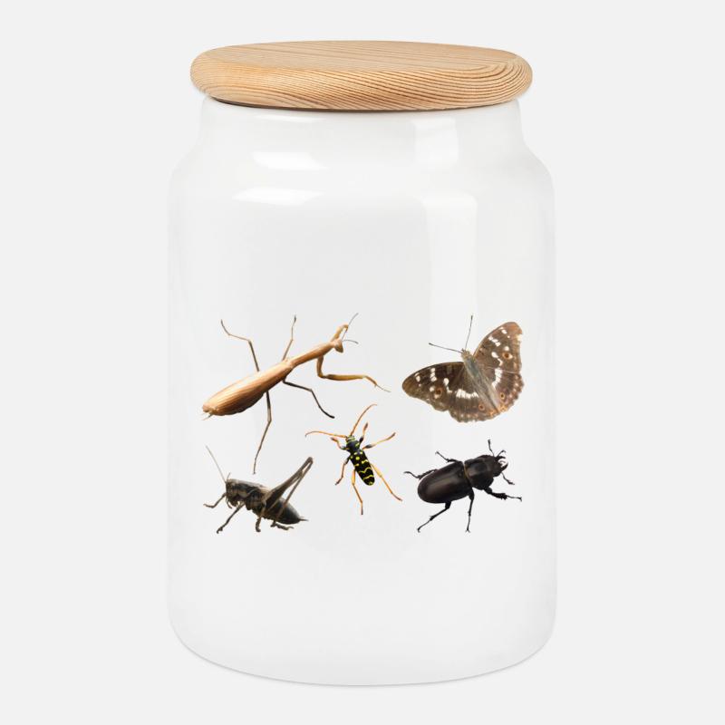 Insekten - Keksdose mit Holzdeckel - Weiß