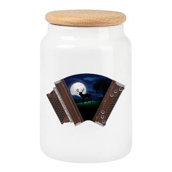 Styrian Accordion Moonlight | ZiachON! - Cookie Jar with Wooden Lid - white - Front