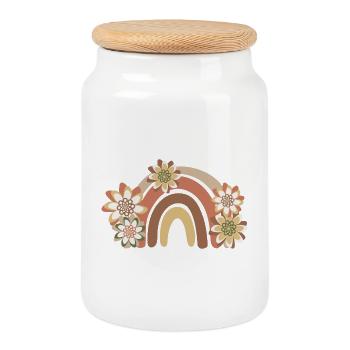 Rainbow Boho, Bohème - Boîte à biscuits avec couvercle en bois - blanc - Devant