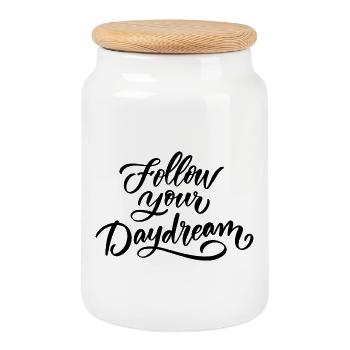 Follow Your Dream - Cookie Jar with Wooden Lid - white - Front