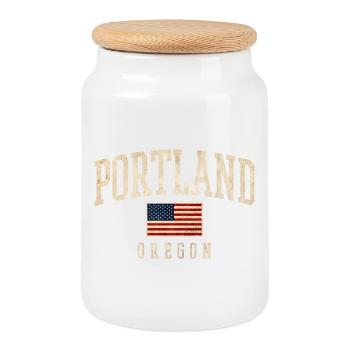 Portland Oregon États-Unis - Boîte à biscuits avec couvercle en bois - blanc - Devant