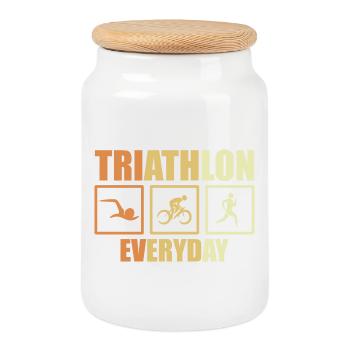 Fahrrad Triathlon Routine - Keksdose mit Holzdeckel - Weiß - Vorne
