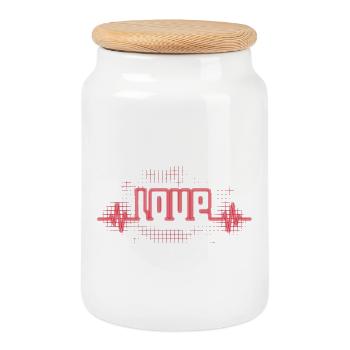 Love - Boîte à biscuits avec couvercle en bois - blanc - Devant
