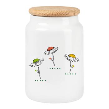Camomille - Boîte à biscuits avec couvercle en bois - blanc - Devant