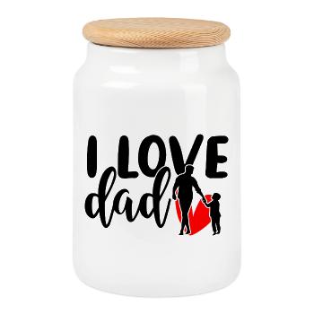 Red Ink Splatter on Black - Cookie Jar with Wooden Lid - white - Front
