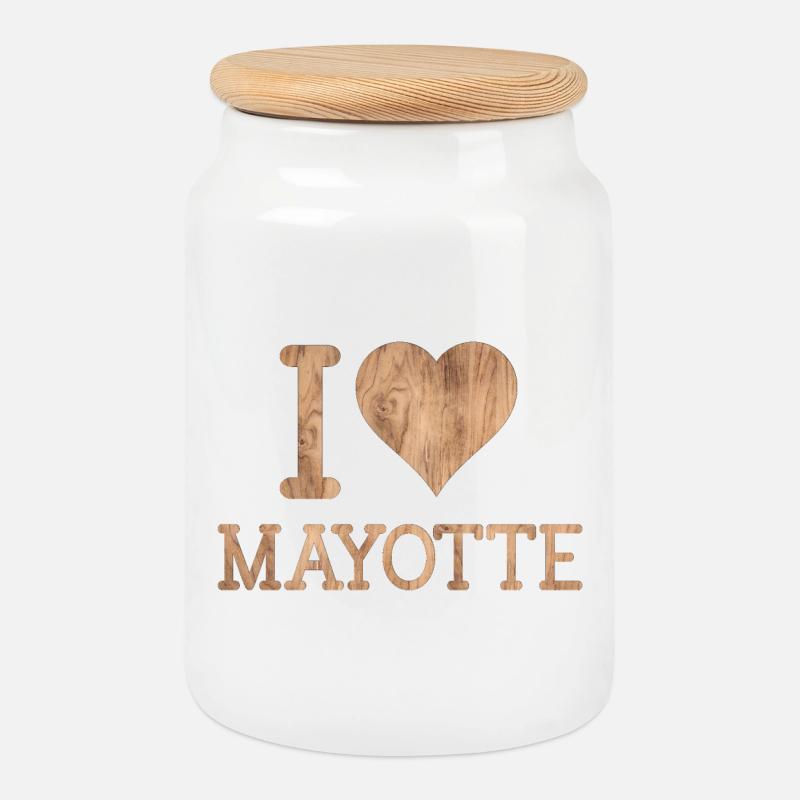 MAYOTTE T-SHIRT - Keksdose mit Holzdeckel - Weiß