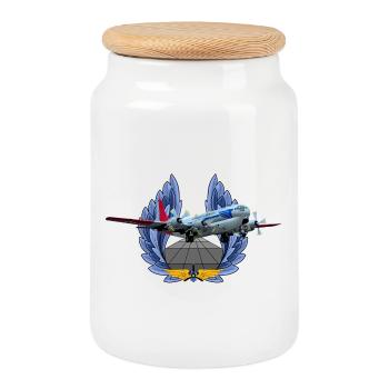 C-97 Stratofreighter - Cookie Jar with Wooden Lid - white - Front