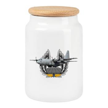 C-130 Hercules - Keksdose mit Holzdeckel - Weiß - Vorne