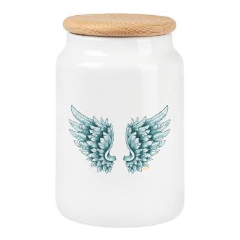 Ailes d’ange bleu Angelwings Angelblue - Boîte à biscuits avec couvercle en bois - blanc - Devant