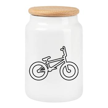 BMX Bike Drawing - Cookie Jar with Wooden Lid - white - Front