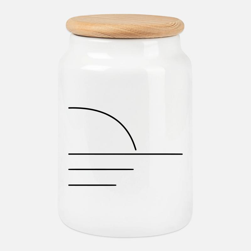 Sun - Cookie Jar with Wooden Lid - white