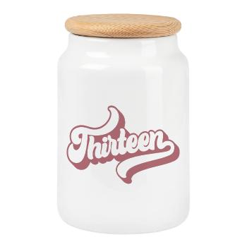 Thirteen 13th Birthday For Girls 13 Years Old - Cookie Jar with Wooden Lid - white - Front