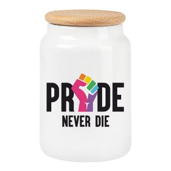 Pride Month LGBT - Pride Never Die - Keksdose mit Holzdeckel - Weiß - Vorne