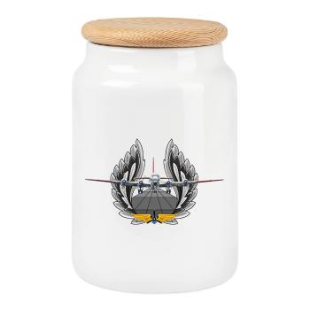 C-97 Stratofreighter - Cookie Jar with Wooden Lid - white - Front