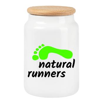 barfuß natural runners 2023 2-zeilig 1 - Keksdose mit Holzdeckel - Weiß - Vorne