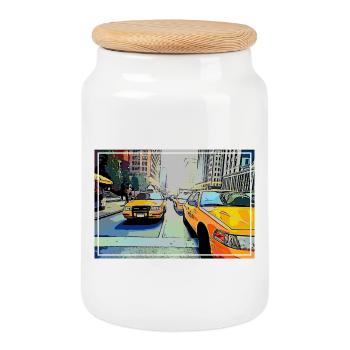 NEW YORK - Keksdose mit Holzdeckel - Weiß - Vorne