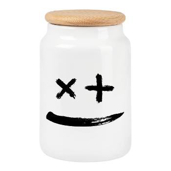 Smile 4 you - Cookie Jar with Wooden Lid - white - Front