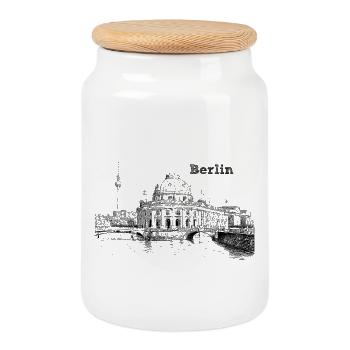 Berlin - Keksdose mit Holzdeckel - Weiß - Vorne