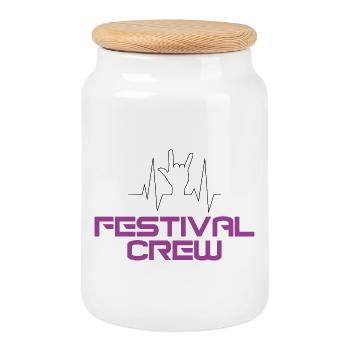 Festival Crew - Cookie Jar with Wooden Lid - white - Front