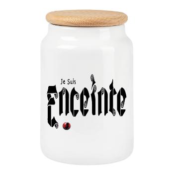 Je suis Enceinte Bébé Grossesse - Boîte à biscuits avec couvercle en bois - blanc - Devant