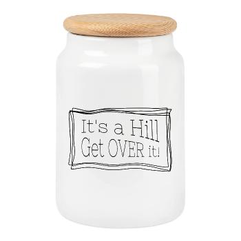 It's a hill get over it – Funny quote for runs - Cookie Jar with Wooden Lid - white - Front