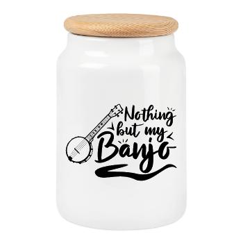 Nothing but my banjo - Cookie Jar with Wooden Lid - white - Front