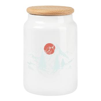 Soleil pourpre sur les pins alpins - Boîte à biscuits avec couvercle en bois - blanc - Devant