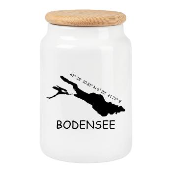 Bodensee Koordinaten - Keksdose mit Holzdeckel - Weiß - Vorne