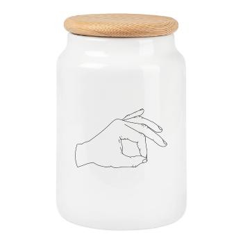 Have a look inside - Cookie Jar with Wooden Lid - white - Front