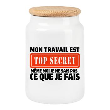 travail, travail humour, humour de travail - Boîte à biscuits avec couvercle en bois - blanc - Devant