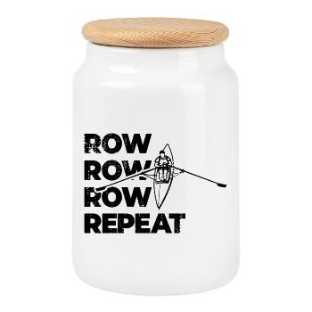 Rowing Repetition - Cookie Jar with Wooden Lid - white - Front