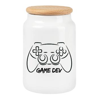 Video Game Producer - Cookie Jar with Wooden Lid - white - Front