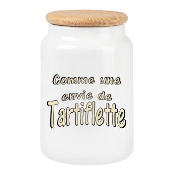 Comme une envie de Tartiflette - Boîte à biscuits avec couvercle en bois - blanc - Devant