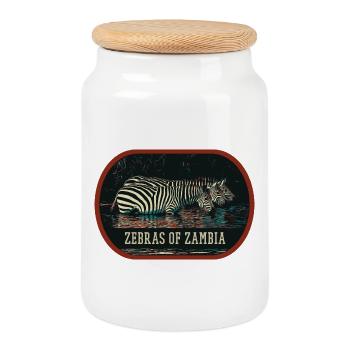 Sambische Zebras mitten in der afrikanischen Savanne - Keksdose mit Holzdeckel - Weiß - Vorne
