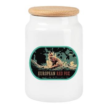 Illustration Renard Roux d'Europe, Beauté Sauvage - Boîte à biscuits avec couvercle en bois - blanc - Devant