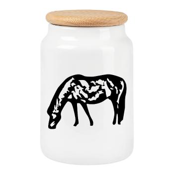 Chevaux T-shirt Cadeau Cavalier - Boîte à biscuits avec couvercle en bois - blanc - Devant