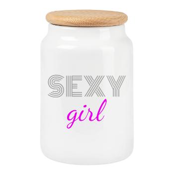 Sexy girl - Boîte à biscuits avec couvercle en bois - blanc - Devant