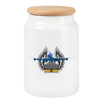 B 747 - Keksdose mit Holzdeckel - Weiß - Vorne